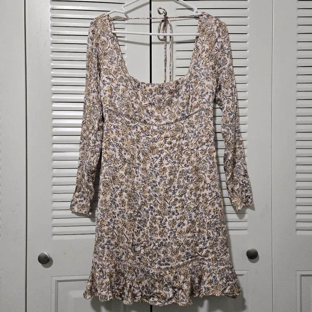 Free People Women's Boheme Mini Dress, Ivory Combo, Off White, Floral Size 4